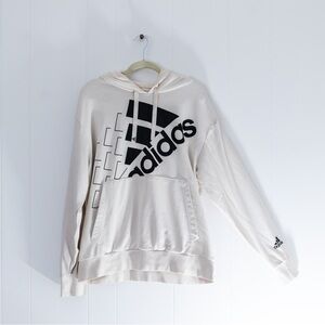 Adidas Women’s Cream Oversized Logo Hoodie Size Large Athletic Pullover